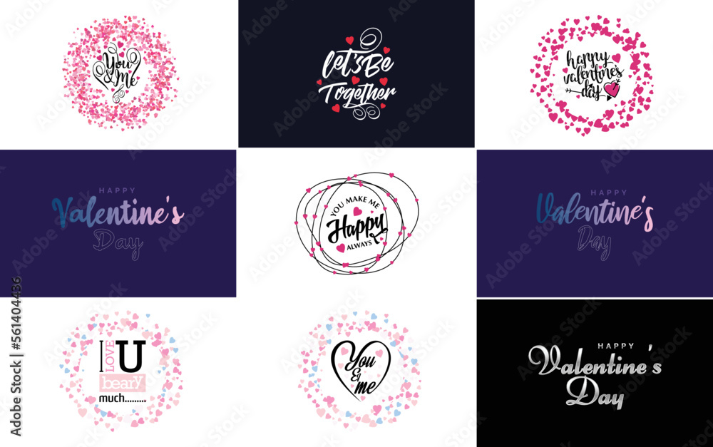 Happy Women's Day lettering typography poster with heart International Woman's Day invitation design