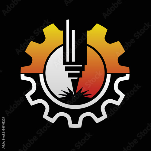 laser cutting machine logo vector