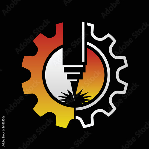 laser cutting machine logo vector