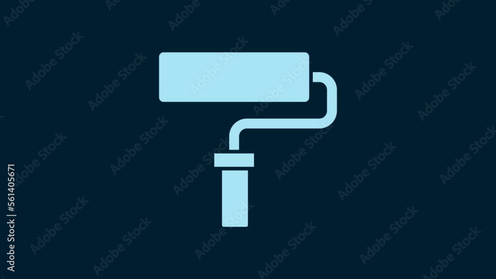 White Paint roller brush icon isolated on blue background. 4K Video motion graphic animation White Paint roller brush icon isolated on blue background. 4K Video motion graphic animation