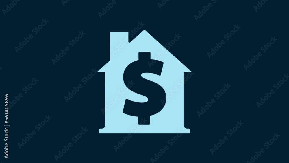 White House with dollar symbol icon isolated on blue background. Home and money. Real estate concept. 4K Video motion graphic animation White House with dollar symbol icon isolated on blue background. Home and money. Real estate concept. 4K Video motion graphic animation
