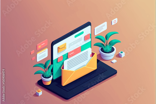 Email notification concept. New email on the screen. 