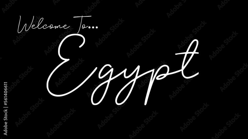 Welcome to egypt word in black background. Animated welcome in overshot animation. This animation is suitable for greeting footage Welcome to egypt word in black background. Animated welcome in overshot animation. This animation is suitable for greeting footage