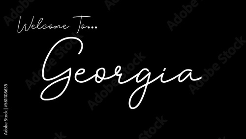 Welcome to georgia word in black background. Animated welcome in overshot animation. This animation is suitable for greeting footage