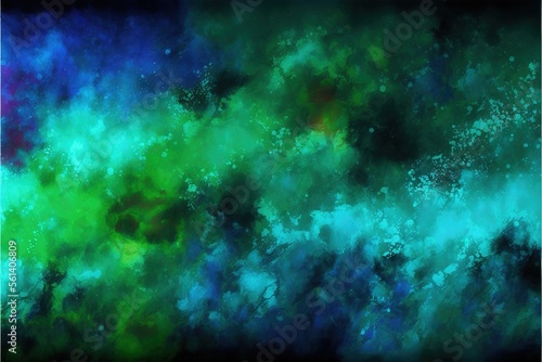 Impressionistic blue green modern oil painting and sparkling wallpaper  color transitions  universe  volumetric lighting  sharp  hyperrealistic created with generative ai technology