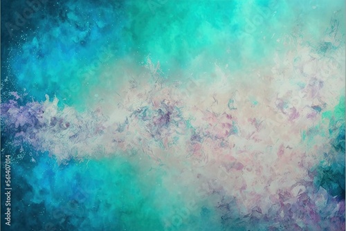 Impressionistic light teal pastel pink modern oil painting and sparkling wallpaper, color transitions, universe, volumetric lighting, sharp, hyperrealistic created with generative ai technology