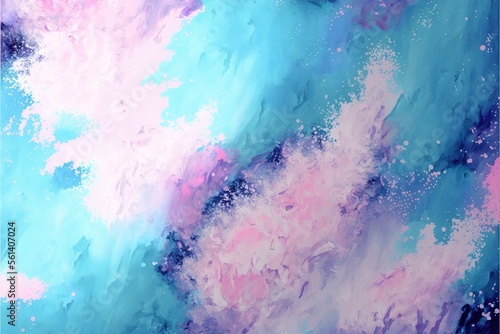 Impressionistic light blue pastel pink modern oil painting and sparkling wallpaper, color transitions, universe, volumetric lighting, sharp, hyperrealistic created with generative ai technology © Picture Office