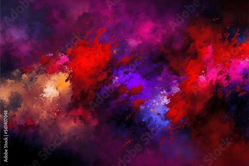 Impressionistic purple red pink modern oil painting and sparkling wallpaper, color transitions, universe, volumetric lighting, sharp, hyperrealistic created with generative ai technology