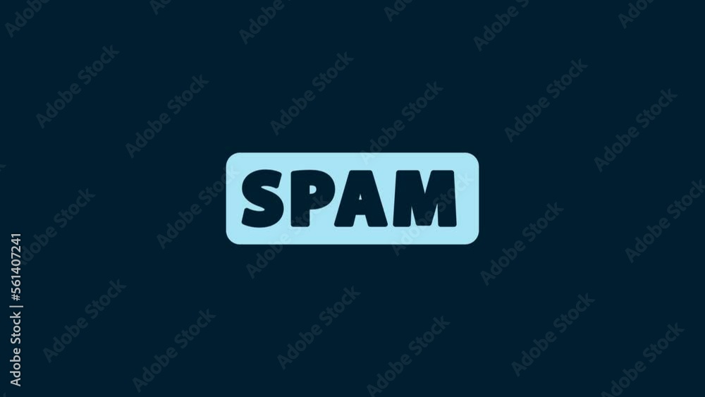 White Spam icon isolated on blue background. 4K Video motion graphic animation White Spam icon isolated on blue background. 4K Video motion graphic animation