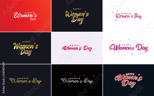 Happy Women s Day greeting card template with hand-lettering text design creative typography suitable for holiday greetings  vector illustration