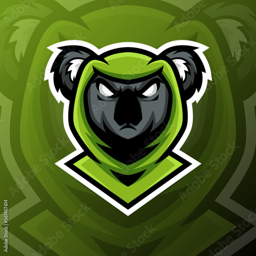 vector graphics illustration of a koala mysterious in esport logo style. perfect for game team or product logo