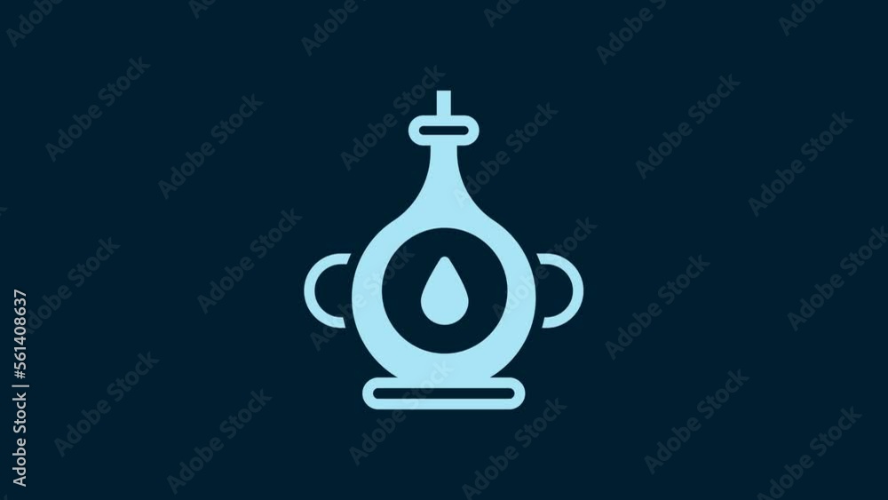White Oil bottle icon isolated on blue background. 4K Video motion graphic animation White Oil bottle icon isolated on blue background. 4K Video motion graphic animation