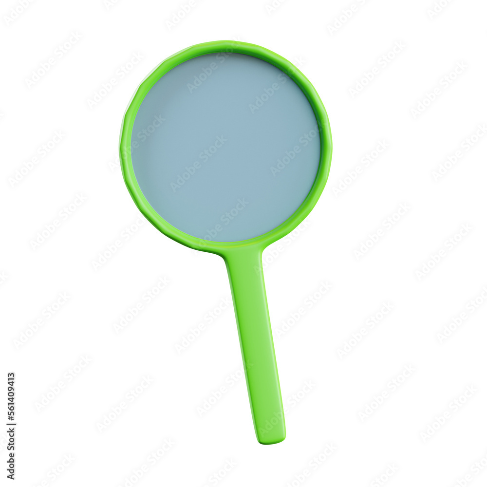 green magnifying glass or loop 3d illustration