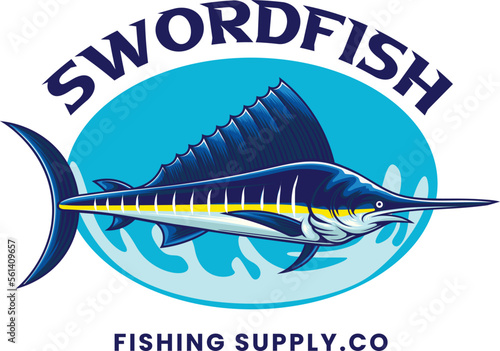 vector of vintage t-shirt design of swordfish fishing