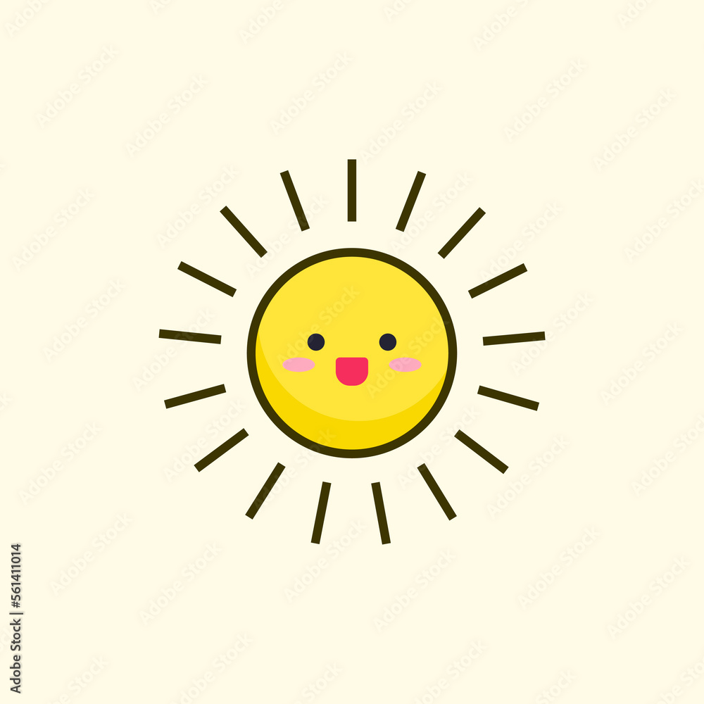 vector illustration of cute cartoon sun character
