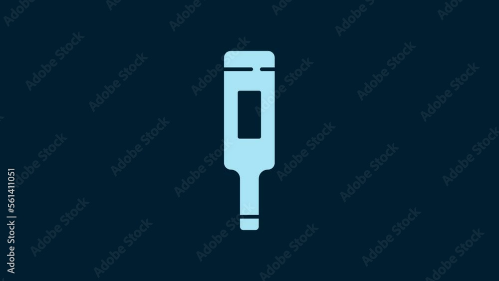 White Medical thermometer for medical examination icon isolated on blue background. 4K Video motion graphic animation White Medical thermometer for medical examination icon isolated on blue background. 4K Video motion graphic animation