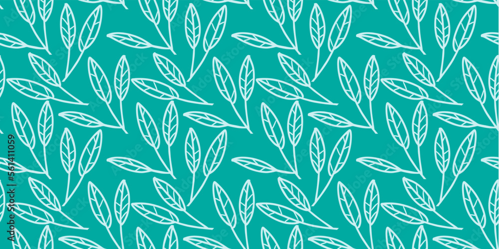 blue background with floral vector illustration seamless pattern