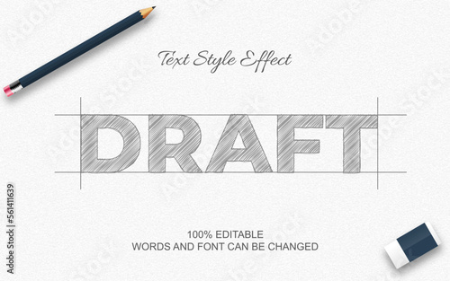 Pencil sketch text effect. draft editable font style