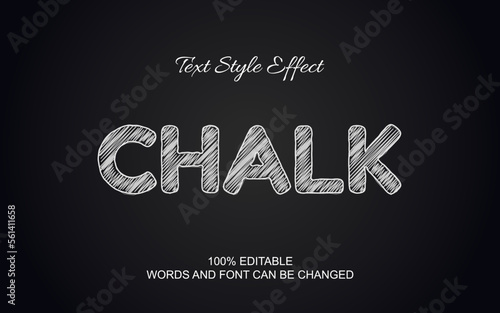 Chalk in blackboard text effect. editable font style