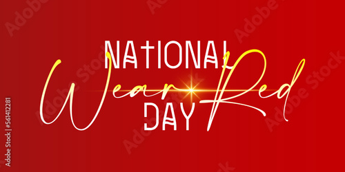 National wear red day isolated on white background with red ribbons. Raster illustration for February 3 date holiday. Great for invitation, card, product packaging, header, poster.
