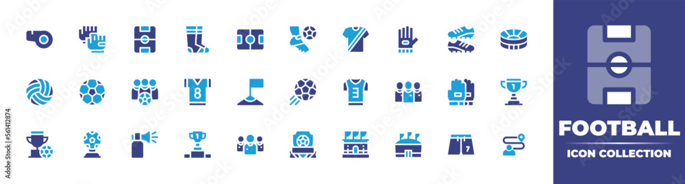 Football icon collection. Duotone color. Vector illustration ...