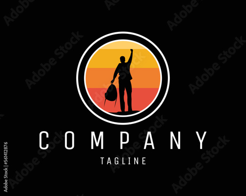 simple silhouette mountaineering logo. guts challenging adventure logo. Best for badges, emblems, icons, sticker designs, t-shirts, adventure industry. vector illustration available eps 10.