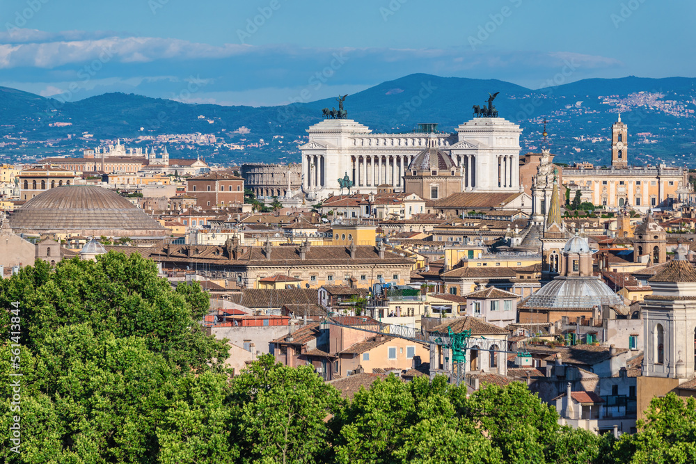 Rome Italy, high angle view city skyline at Rome city center