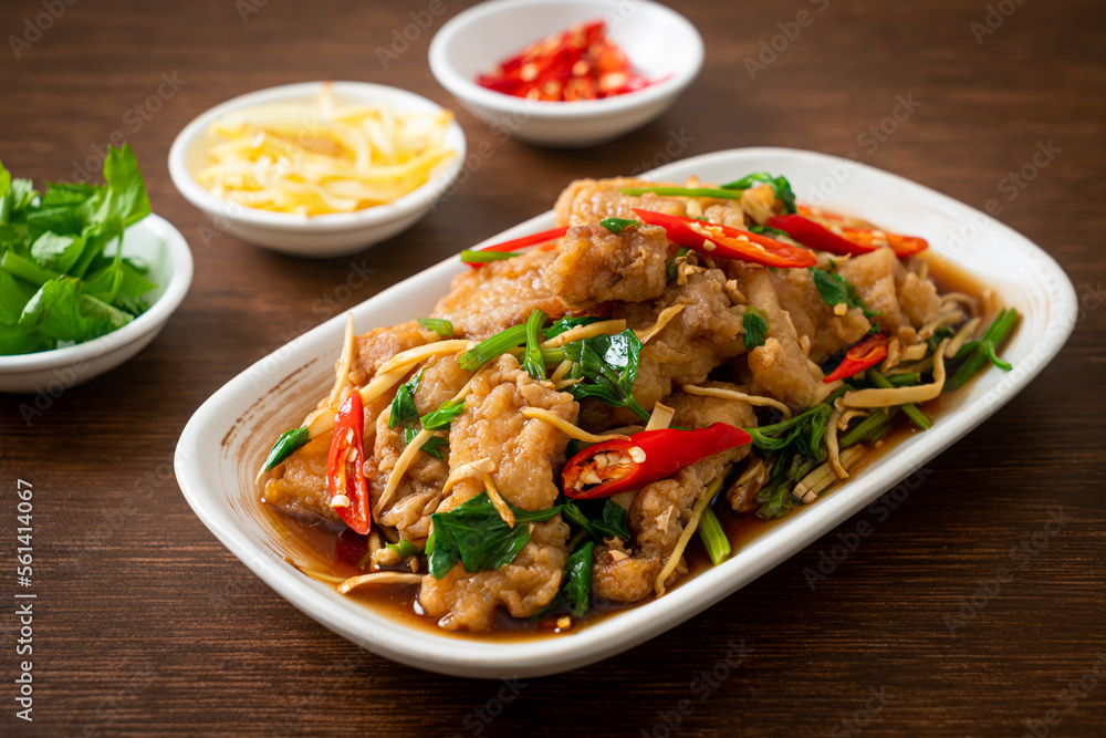 Stir Fried Fish with Chinese Celery Stir Fried Fish with Chinese Celery
