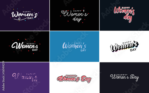 Happy Women's Day greeting card template with hand-lettering text design creative typography suitable for holiday greetings  vector illustration © Muhammad