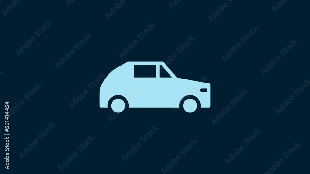 White Car icon isolated on blue background. 4K Video motion graphic animation White Car icon isolated on blue background. 4K Video motion graphic animation