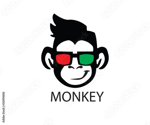 Canvas Print monkey head logo using 3d glasses