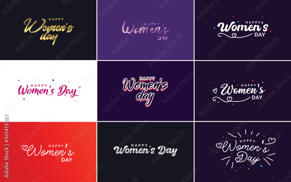 Set of cards with an International Women's Day logo