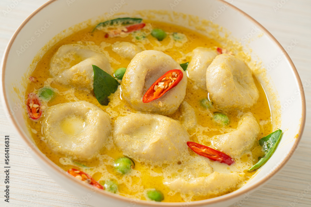 Green curry soup with Fish ball Green curry soup with Fish ball