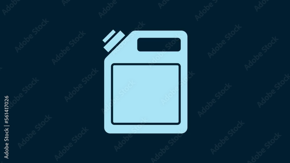 White Canister for gasoline icon isolated on blue background. Diesel gas icon. 4K Video motion graphic animation White Canister for gasoline icon isolated on blue background. Diesel gas icon. 4K Video motion graphic animation
