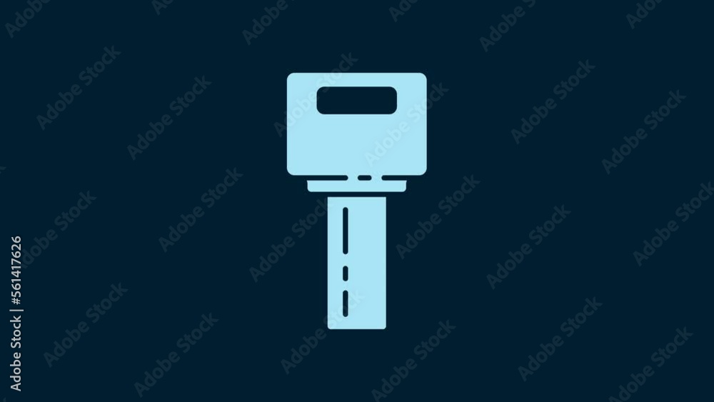White Car key with remote icon isolated on blue background. Car key and alarm system. 4K Video motion graphic animation White Car key with remote icon isolated on blue background. Car key and alarm system. 4K Video motion graphic animation