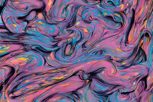 Abstract and fluid blend of large pastel colored paint blobs. Fluid motion of large shapes. generative ai