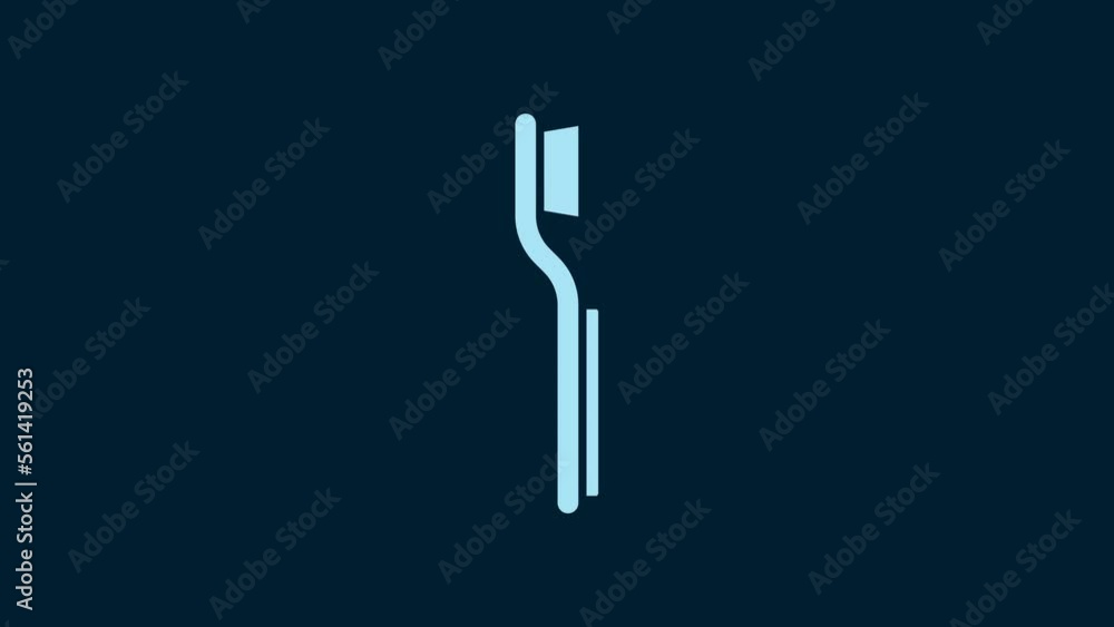 White Toothbrush icon isolated on blue background. 4K Video motion graphic animation White Toothbrush icon isolated on blue background. 4K Video motion graphic animation