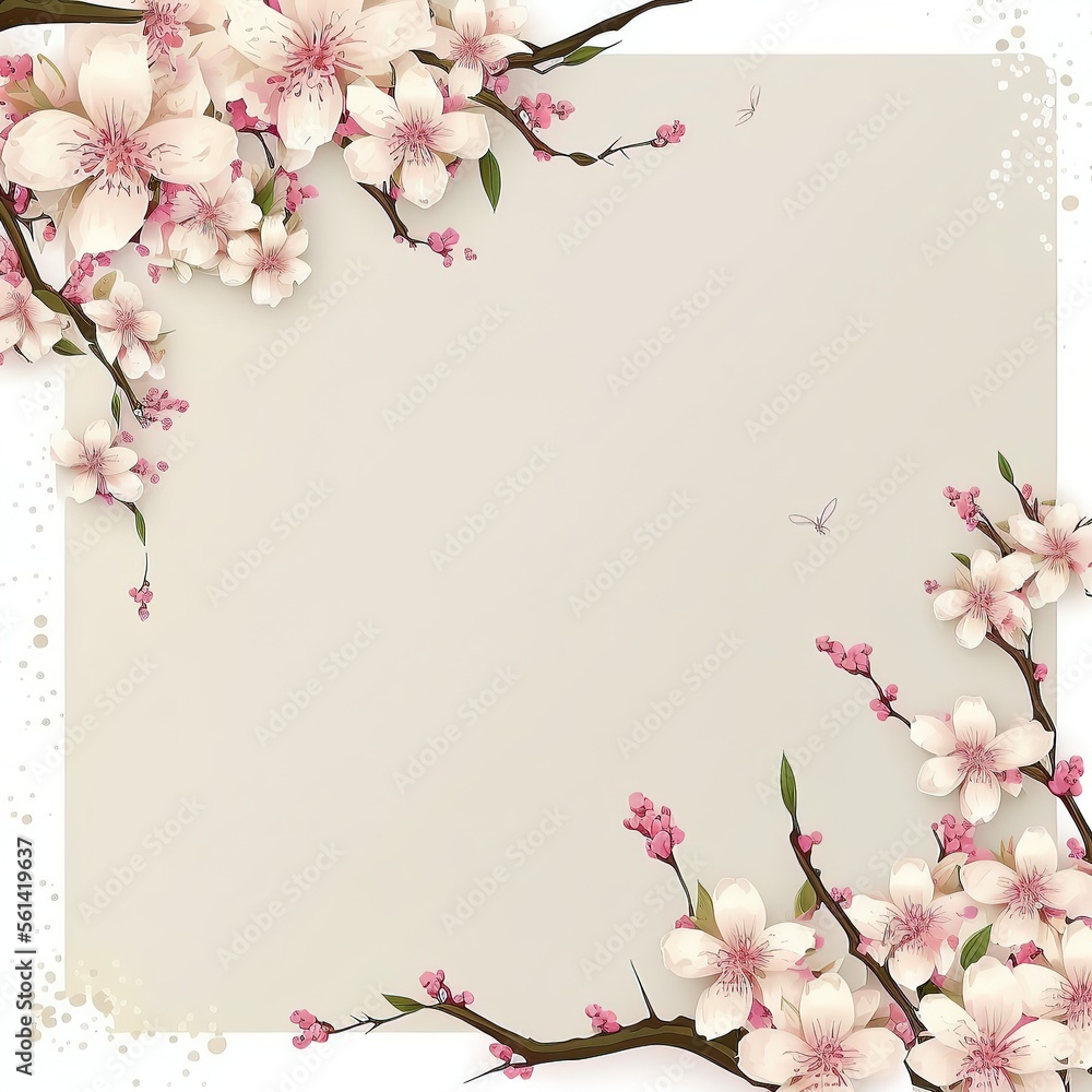 Elegant White Space with a touch of Pink Cherry Blossom - Perfect for Text or Copywriting Placeholder