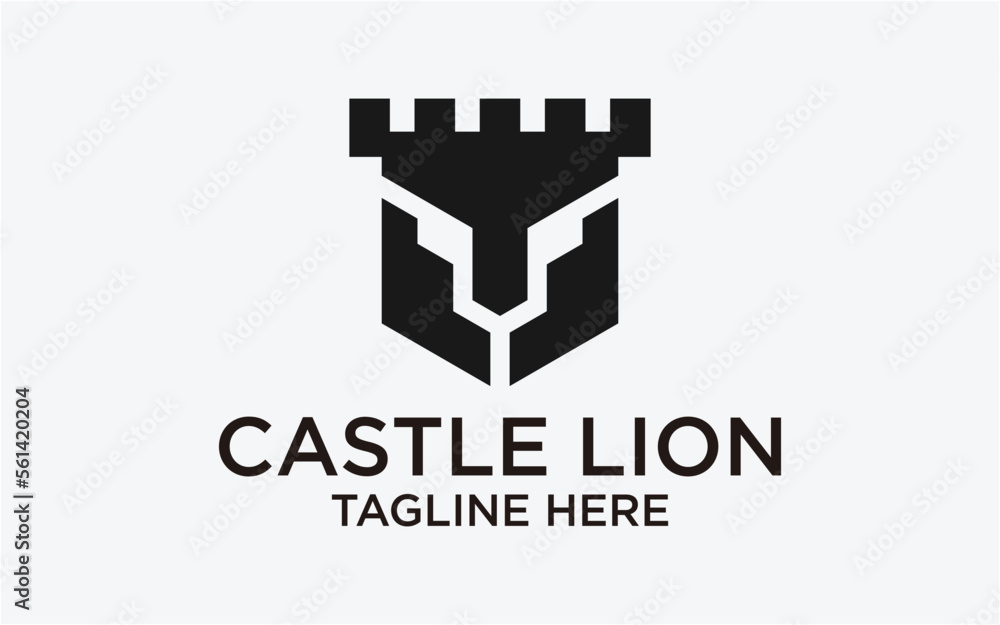 CASTLE AND LION COMBINED LOGO SIMPLE ABSTRACT CASTLE AND LION COMBINED LOGO SIMPLE ABSTRACT