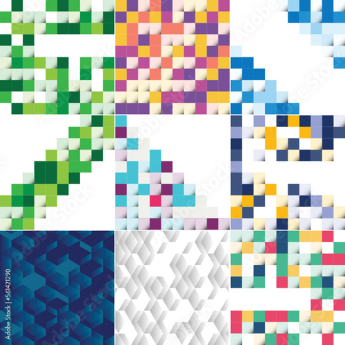 Seamless pattern of colorful blocks with a shadow effect EPS10 vector
