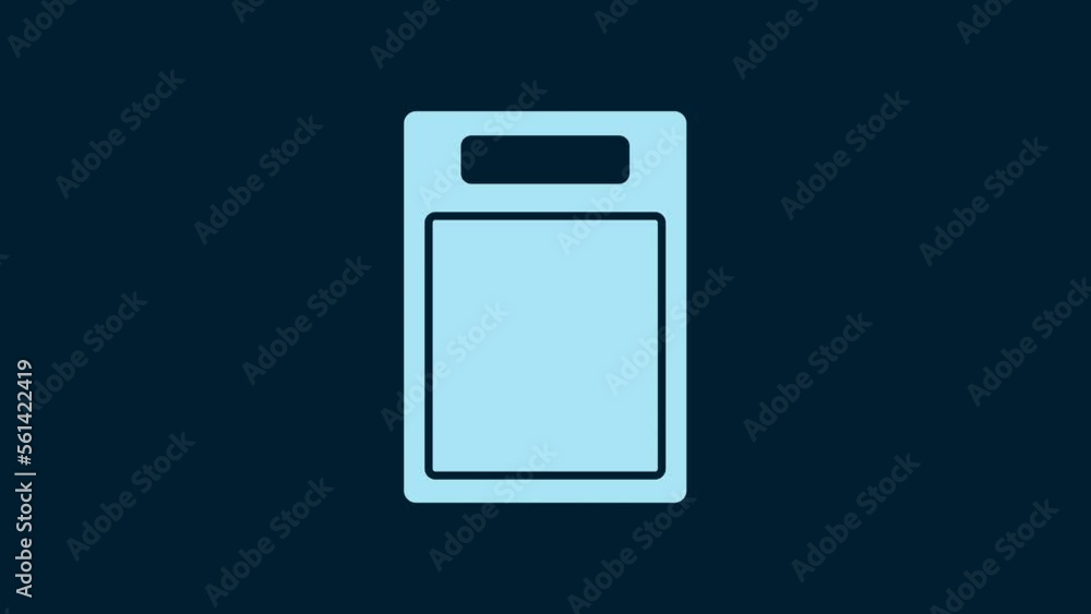 White Cutting board icon isolated on blue background. Chopping Board symbol. 4K Video motion graphic animation White Cutting board icon isolated on blue background. Chopping Board symbol. 4K Video motion graphic animation