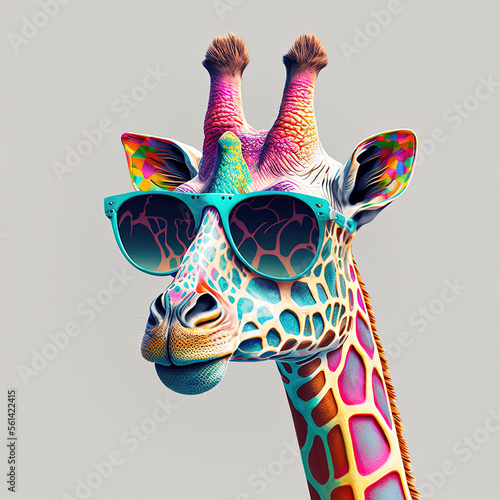 Vibrant and Eye-catching. A Colorful Giraffe. Sunglasses Illustration 15