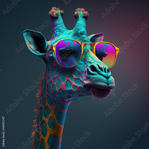 Vibrant and Eye-catching. A Colorful Giraffe. Sunglasses Illustration 16