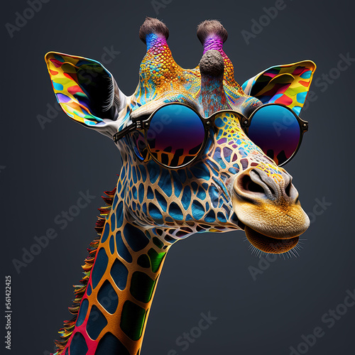 Vibrant and Eye-catching. A Colorful Giraffe. Sunglasses Illustration 17