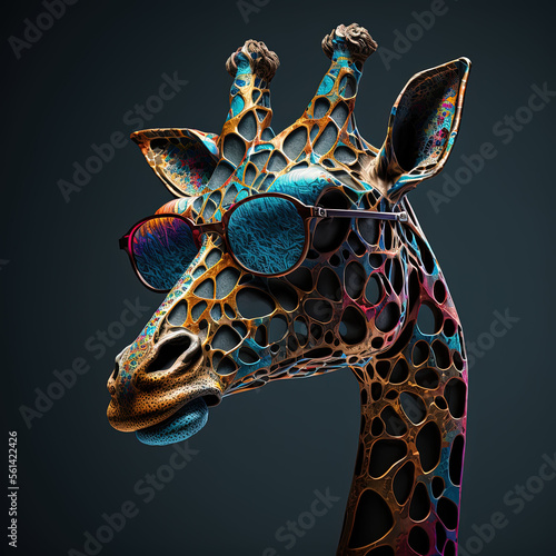 Vibrant and Eye-catching. A Colorful Giraffe. Sunglasses Illustration 18
