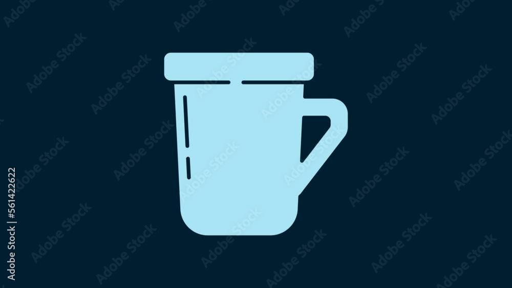 White Coffee cup icon isolated on blue background. Tea cup. Hot drink coffee. 4K Video motion graphic animation White Coffee cup icon isolated on blue background. Tea cup. Hot drink coffee. 4K Video motion graphic animation