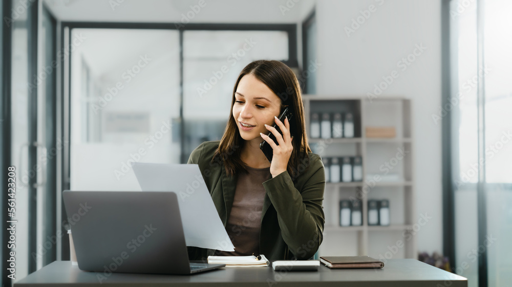 Attractive caucasian business woman top manager working with laptop tablet cojmputer planning financial strategy analyst and global stock market and sector indices trading data. Attractive caucasian business woman top manager working with laptop tablet cojmputer planning financial strategy analyst and global stock market and sector indices trading data.