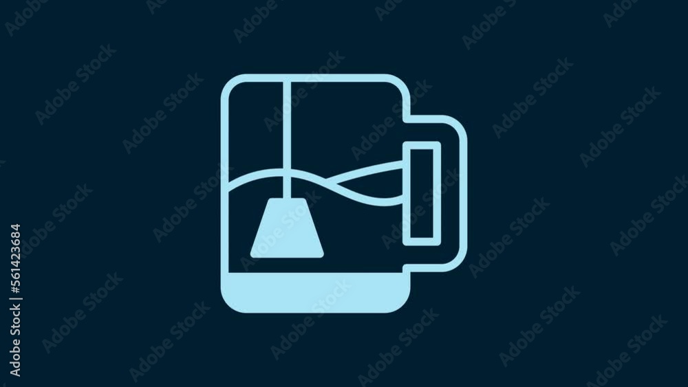 White Cup of tea with tea bag icon isolated on blue background. 4K Video motion graphic animation White Cup of tea with tea bag icon isolated on blue background. 4K Video motion graphic animation