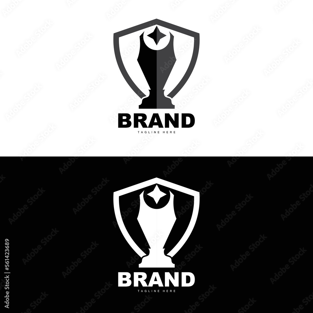 Trophy Logo Design, Award Winner Championship Trophy Vector, Success Brand Trophy Logo Design, Award Winner Championship Trophy Vector, Success Brand