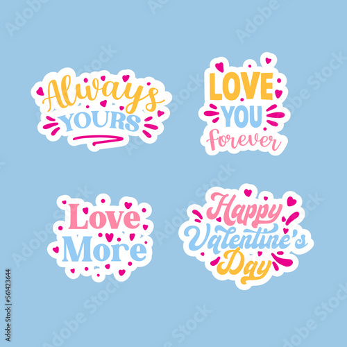 Happy Valentines day typography set. Vector text design. Usable for banners  greeting cards  gifts etc. 14 february